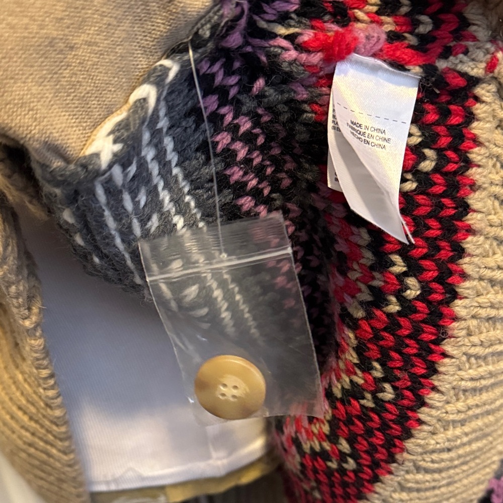 Lucky Brand Tan and Gray Patterned Cardigan, Sz L, Like New - Picture 11 of 13
